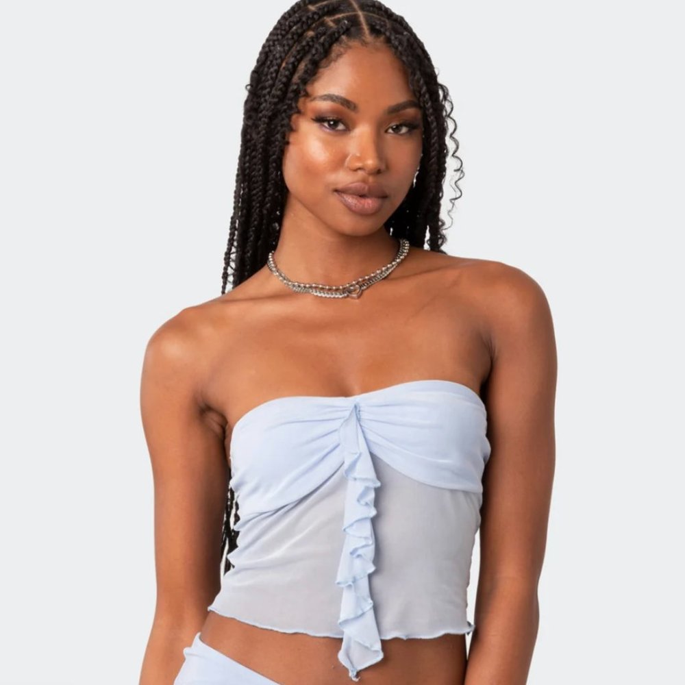 blue mesh top